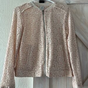 LC Lauren Conrad Lace Blazer in Cream